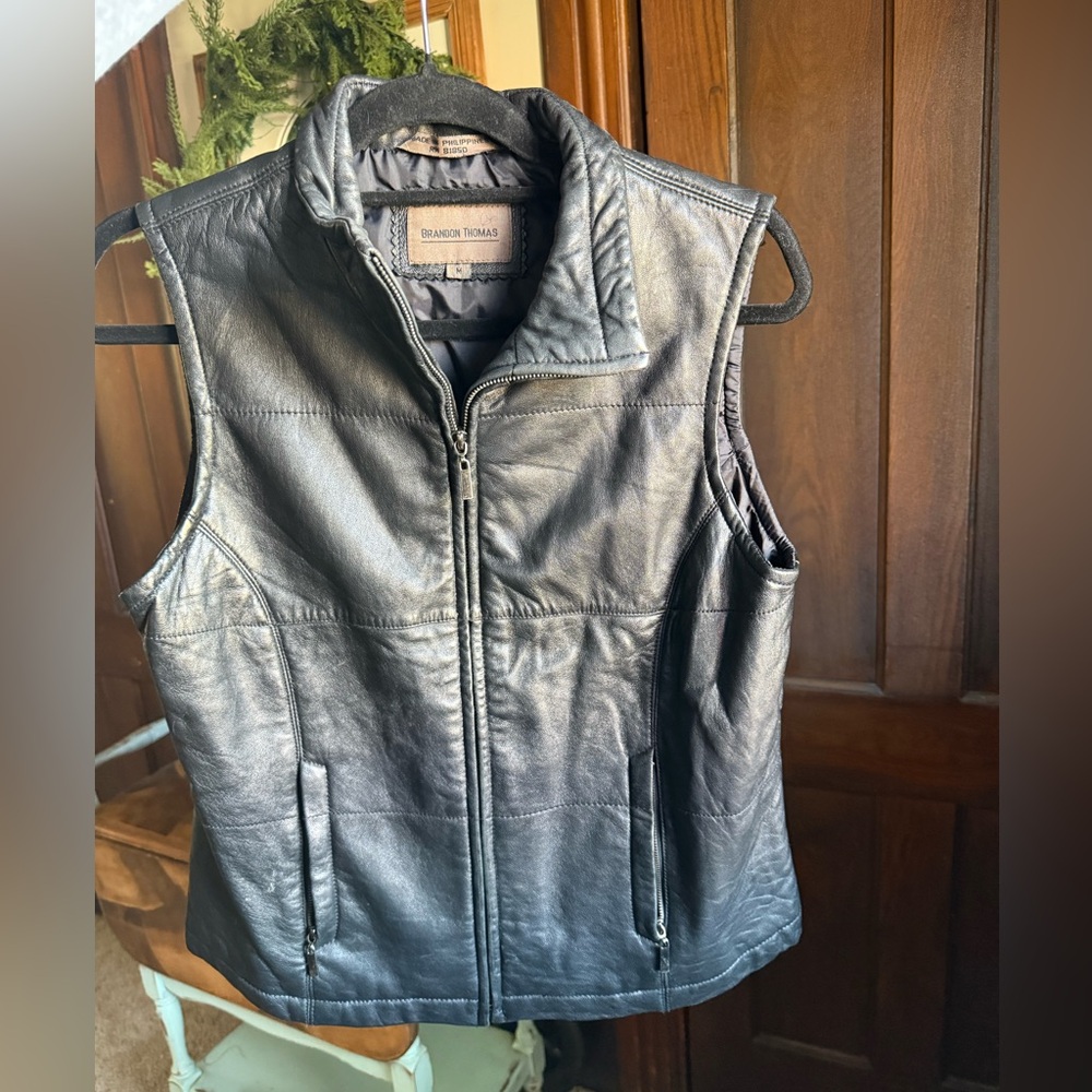 Brandon Thomas Black Leather Vest